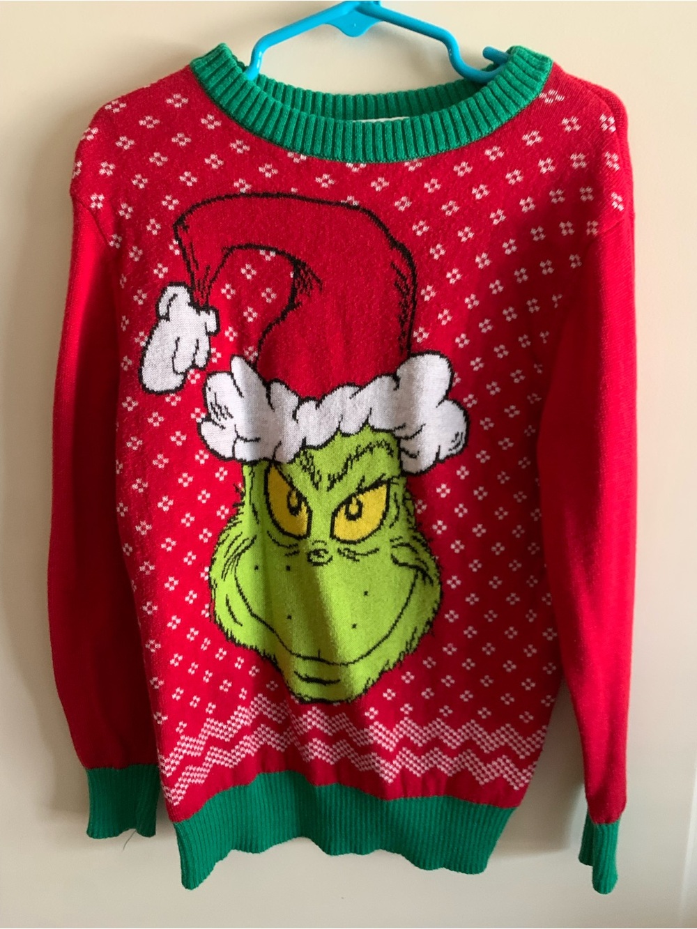 Dr. Seuss Red & Green Grinch Christmas Crewneck Sweater